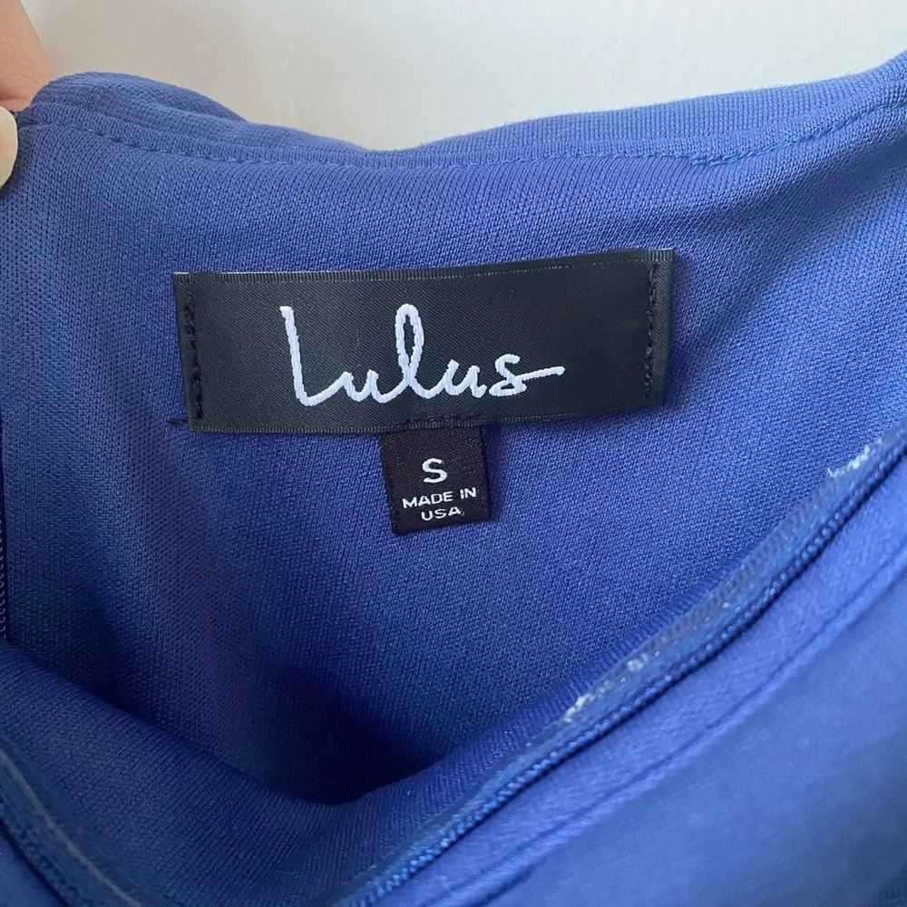 Lulu's Blue Off-Shoulder A-Line Dress for Weddings - Picture 2 of 4